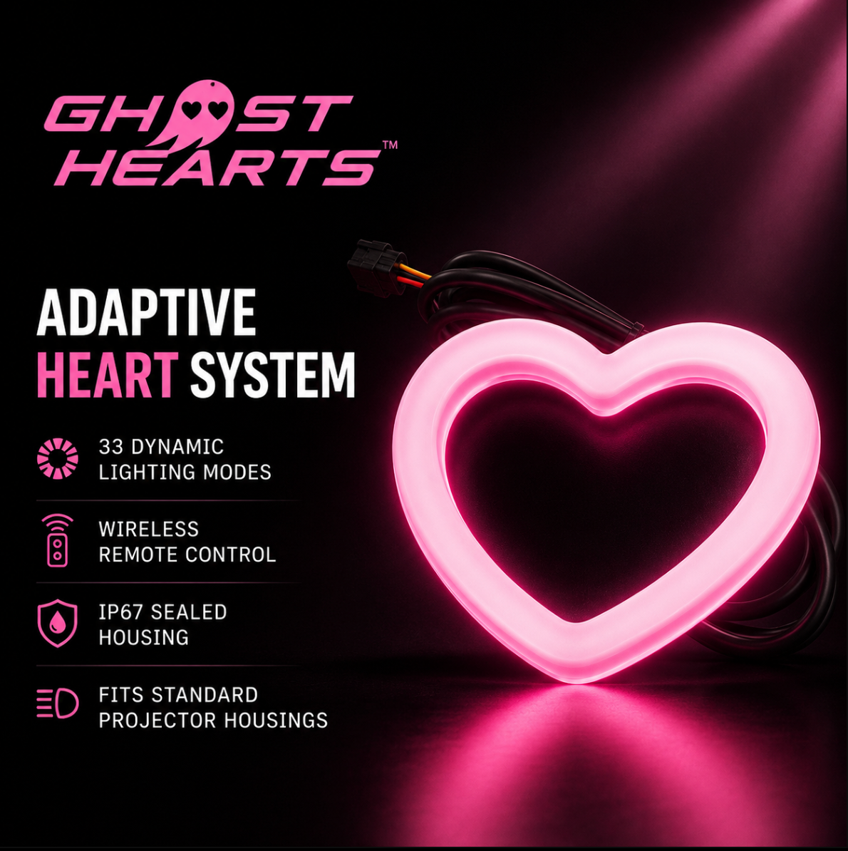 GhostLens Heart LED Headlight Kit